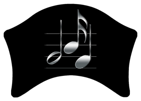 DABAN-382-SL-BK Silver Music Notes Black Background